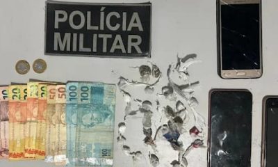 Polícia militar apreende casal com um drogas na comunidade de Baixa do Meio, distrito de Guamaré/RN