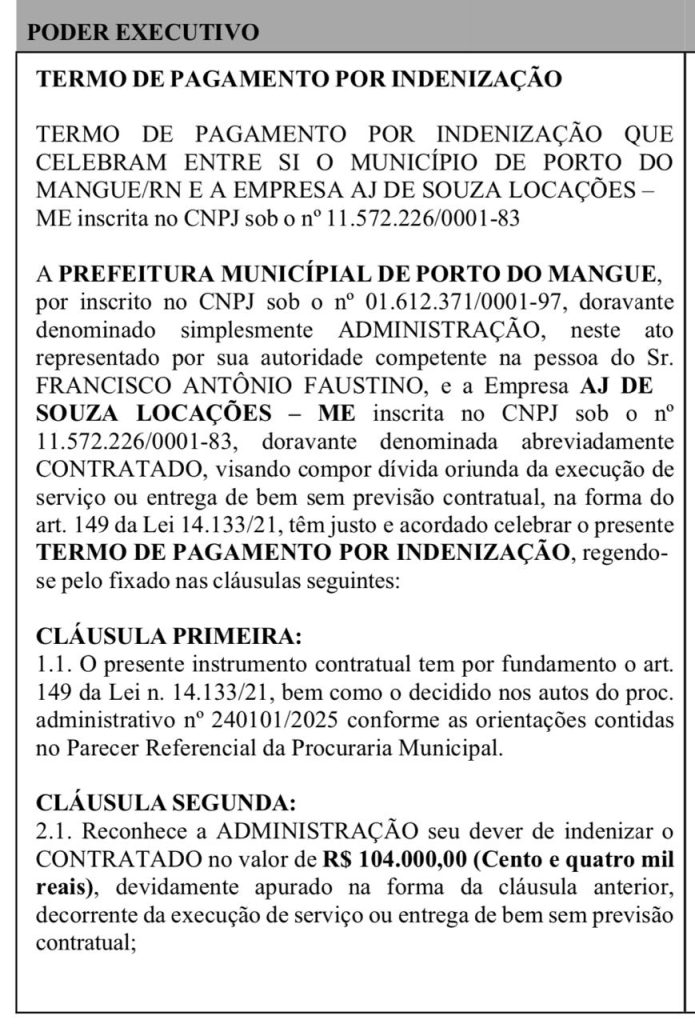 Porto do Mangue: Gestão de Faustino gasta R$ 104 mil com empresa desconhecida enquanto serviços básicos colapsam
