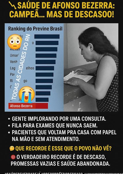 DESCASO É A ÚNICA COISA QUE FUNCIONA NA SAÚDE DE AFONSO BEZERRA